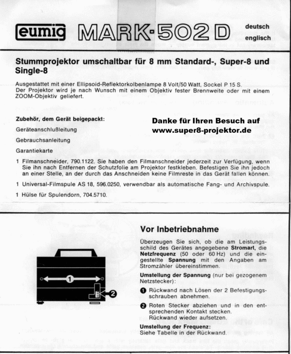 Product picture Eumig Mark 502D deutsch