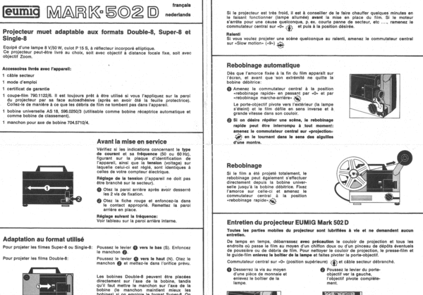 Product picture Eumig Mark 502D francais