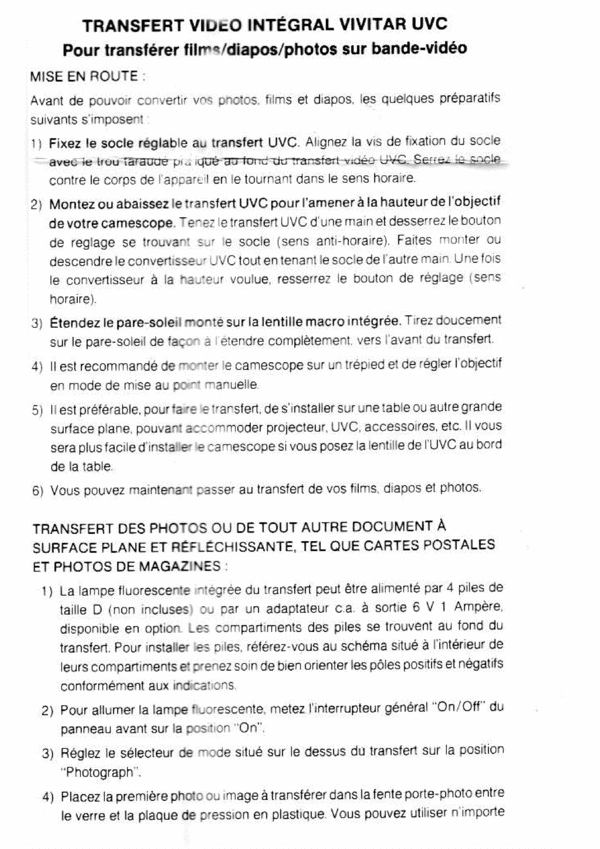 Product picture Vivitar uvc francais