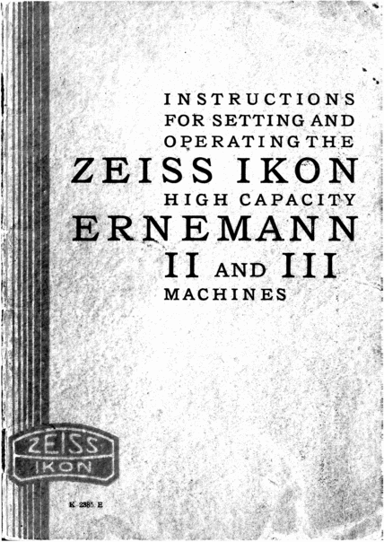 Product picture Zeiss ikon ernemann II III english